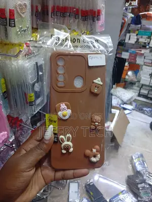 Tecno Spark 8 Brown Silicone3d Cartoon Charms Attached Case