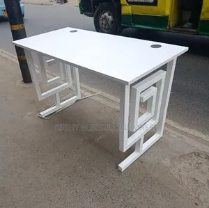 New White Designed Metallic Frame Office Table