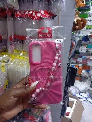 Samsung Galaxy A15 Pink Decorative Heart Charm $ Pearl-Style Bracelet