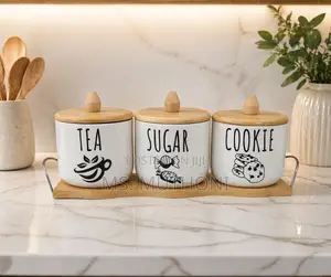 4pc (Tea , Sugar ,Cookies) Set Canisters With Tray