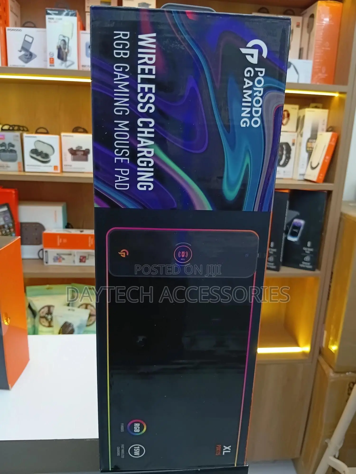 Porodo Gaming RGB Mouse Pad Featuring Integrated Wireless Charging.