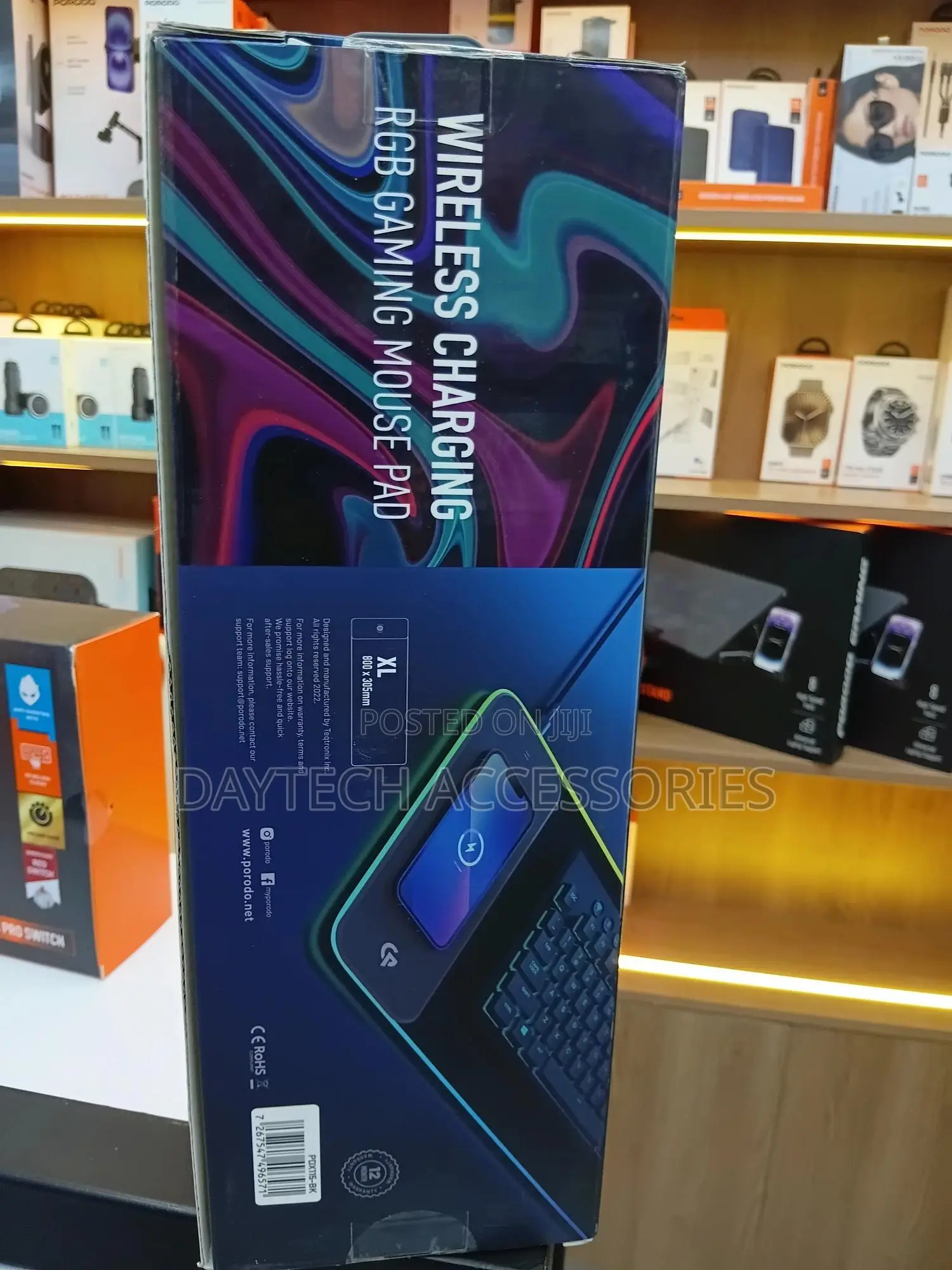 Porodo Gaming RGB Mouse Pad Featuring Integrated Wireless Charging.