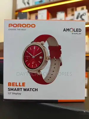 Porodo Belle Lady Smart Watch Rose Gold Dial + Red Strap | Pd-Belle-Rd