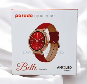 Porodo Belle Lady Smart Watch Rose Gold - Red Strap