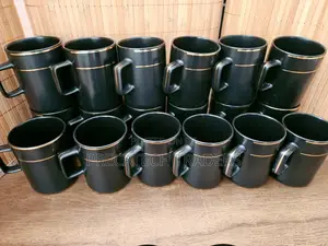 High Quality Black Ceramic Mug Gold Line,