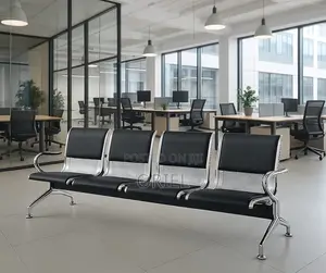 Office Lobby Waiting Bench : 4-Seater Padded Waiting Bench