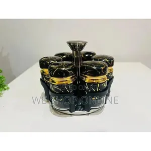 7pcs Marble Rotating Spice Jars