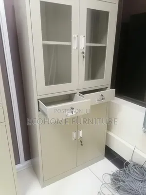 2 Door Metallic Glass Lockable Cabinet
