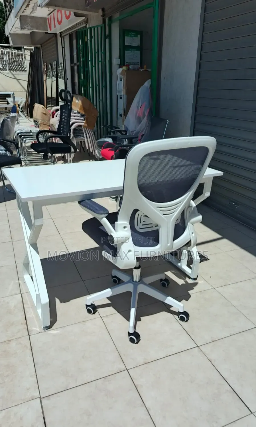 Metallic Office Desk With Office Chair