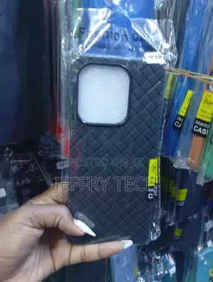 iPhone 14 Black Woven-Pattern Protective Phone Case