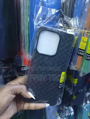 iPhone 14 Black Woven-Pattern Protective Phone Case