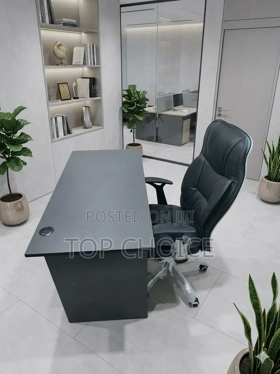Leather Office Chair and Computer Table 1.2m