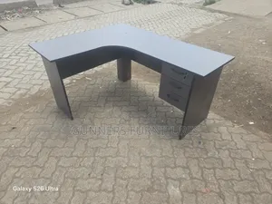 Gray L Shaped Office Desk.