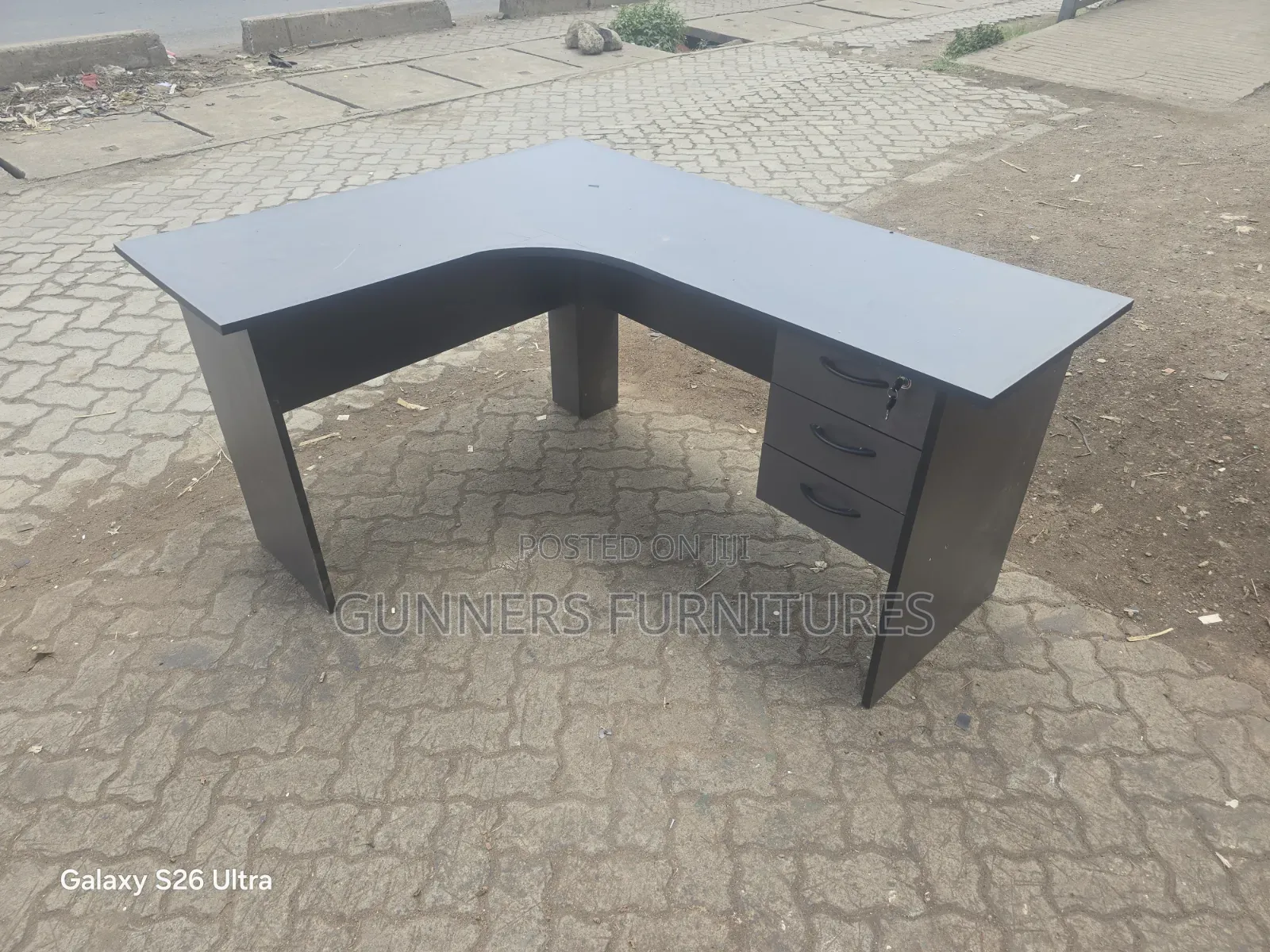 Gray L Shaped Office Desk.