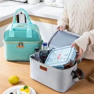 *Double Layer Insulated Lunch Bag With Removable Strap