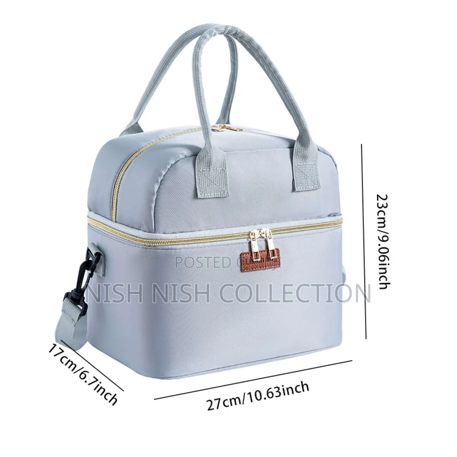 *Double Layer Insulated Lunch Bag With Removable Strap