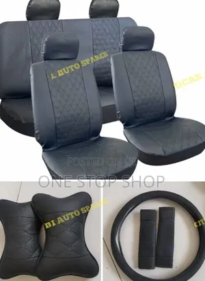 Diamond Pattern Pu Leather Seat Cover With 2pillows, Steering,Belt Pad