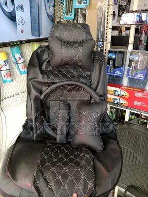 Leather Seat Cover With Coordinating White Stitched Wrap Pattern