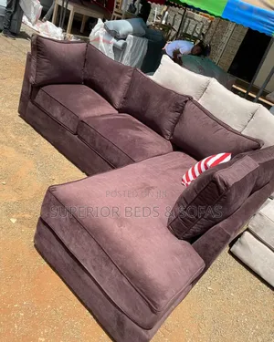 Brown L Shape Sofa With Pillows (5 Seater)