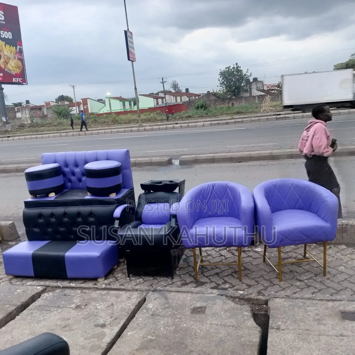Purple and Black Chic Parlour/Salon Set