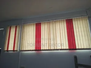Beige and Red Slats , for Vertical Window Office Blinds