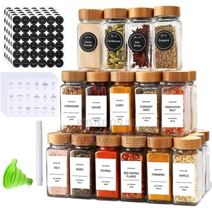 24pcs Glass Storage Spice Jars(120ml) Bamboo Lid
