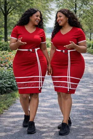 Classic Straight Dress With Bottom Stripes