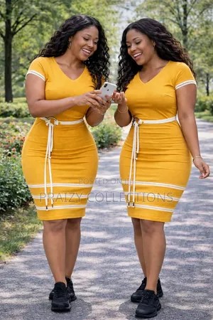 Classic Straight Dress With Bottom Stripes