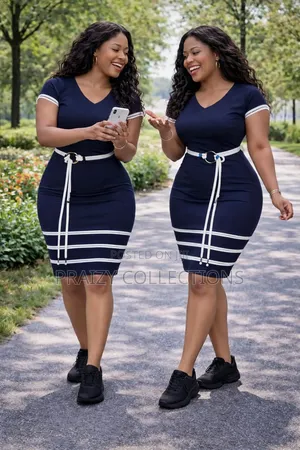 Classic Straight Dress With Bottom Stripes