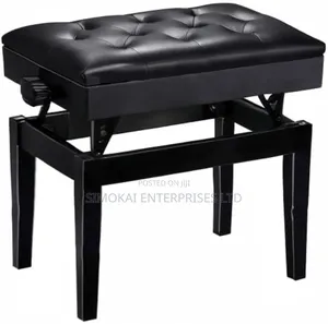 Adjustable Piano Bench With Storage Black Wooden Keyboard Stool