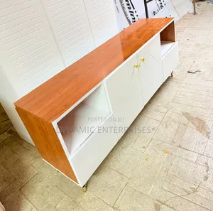Modern 5.5ft Executive Tv Stand – Two-Tone With Gold Accents