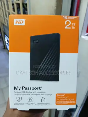 Western Digital My Passport 2tb Portable External Hard Drive in Black.