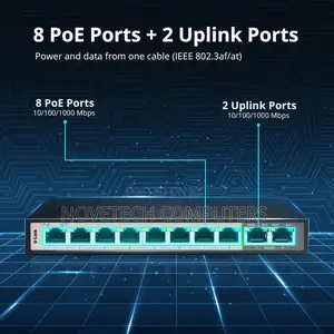 D-Link 10-Port Gigabit Switch With 8 Long Poe Ports and 2 Uplink Ports
