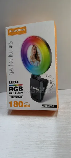 U20 Pro RGB Selfie Light – Rechargeable, Bright Portable