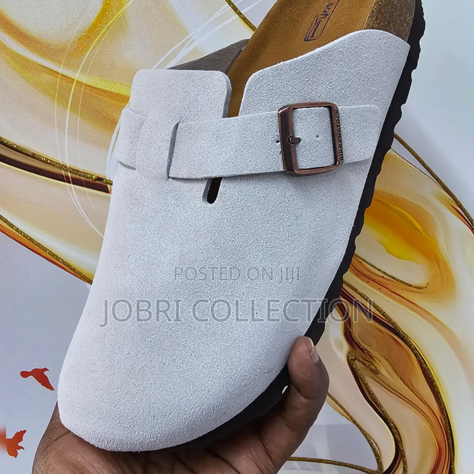 Birkenstock Boston Classic Suede Clogs Cream White