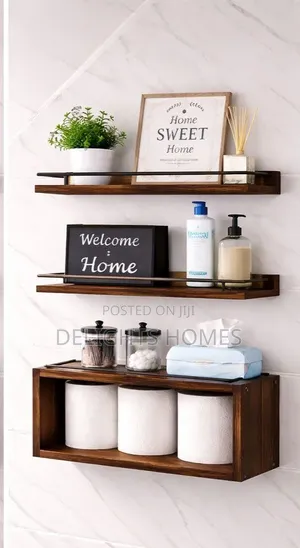 Solid Pine Wood Bathroom Floating Shelves