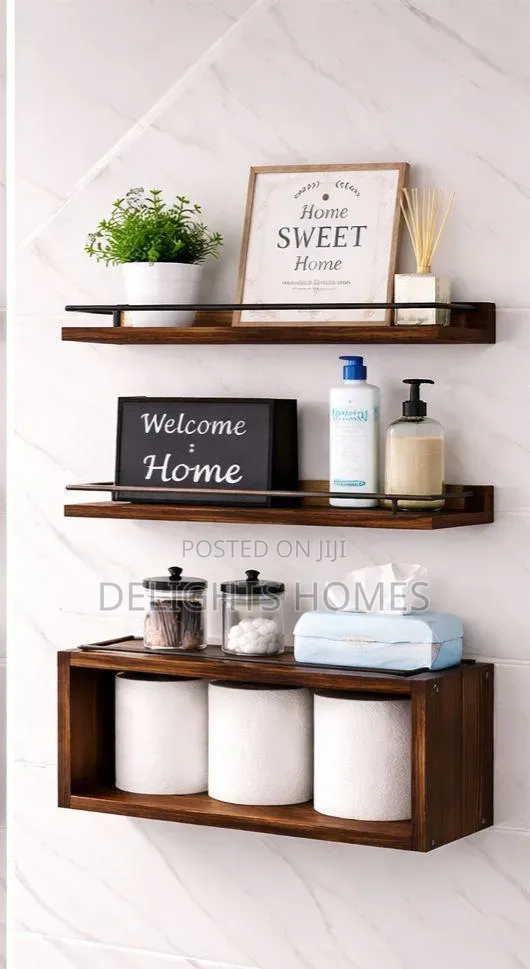 Solid Pine Wood Bathroom Floating Shelves