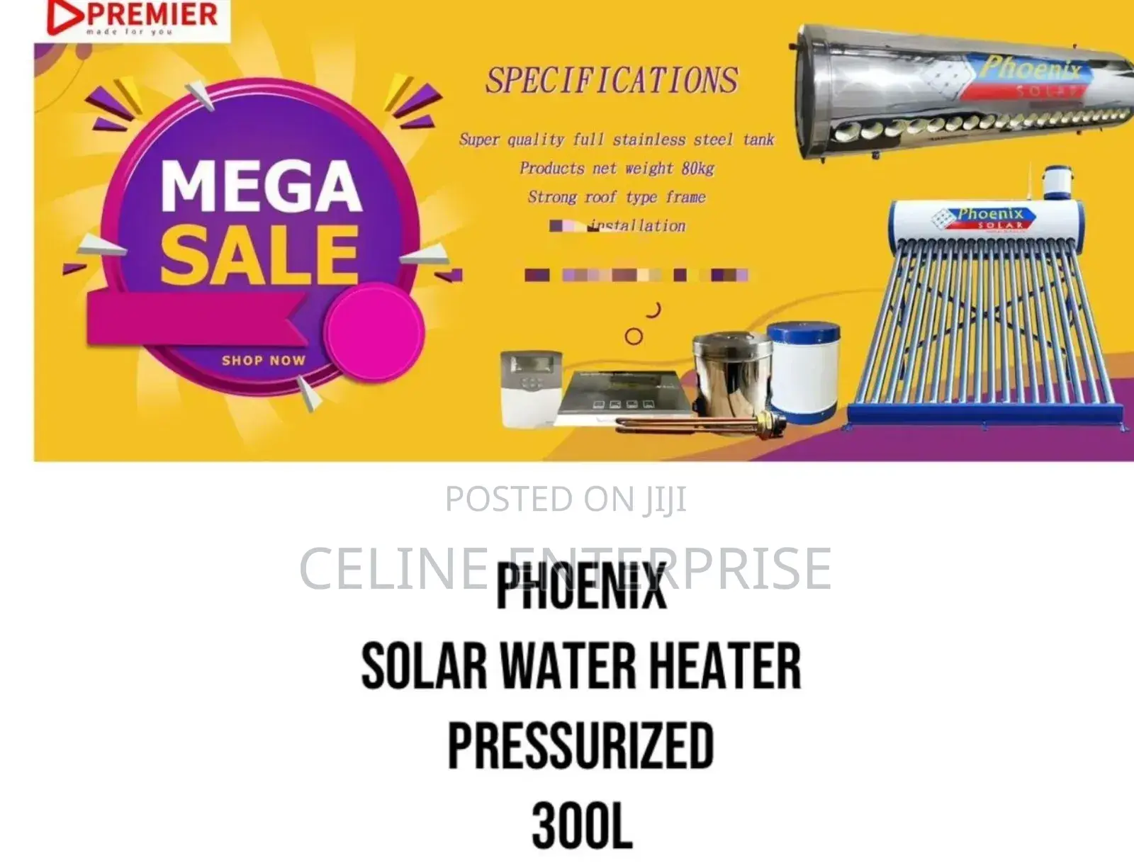 Phoenix 300l Pressurized Solar Water Heater