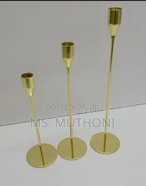 3 PCS Metallic Candlestick Holder Set