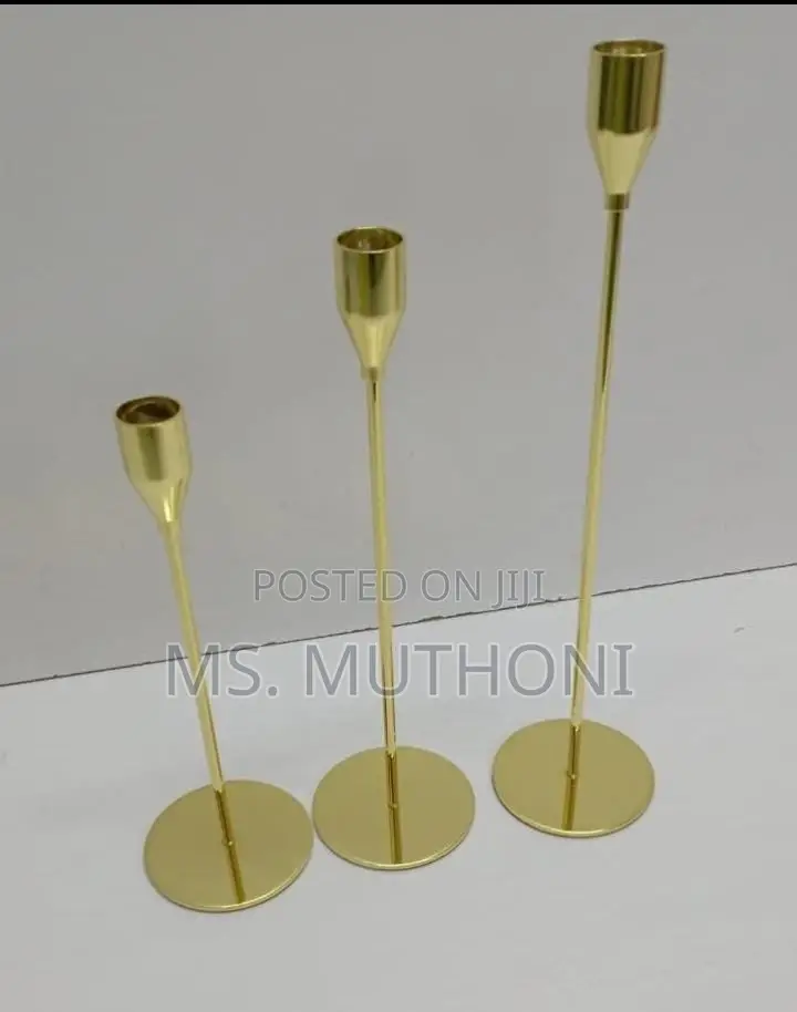 3 PCS Metallic Candlestick Holder Set