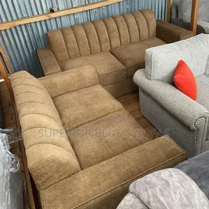 Brown Fabric 3-Seater Sofa