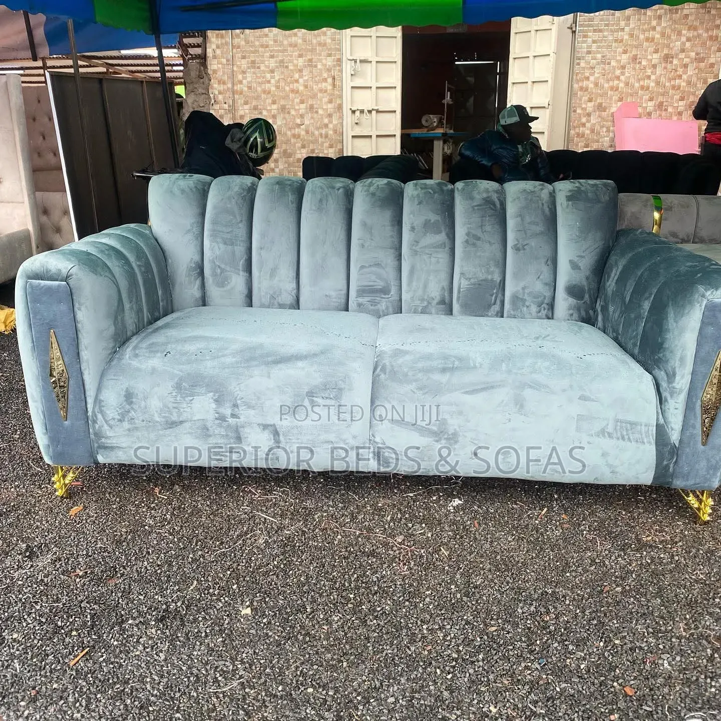Grey Soft Fabric 3-Seater Sofa