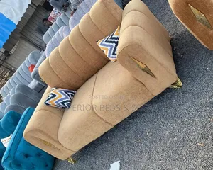 Brown Fabric 2-Seater Sofa