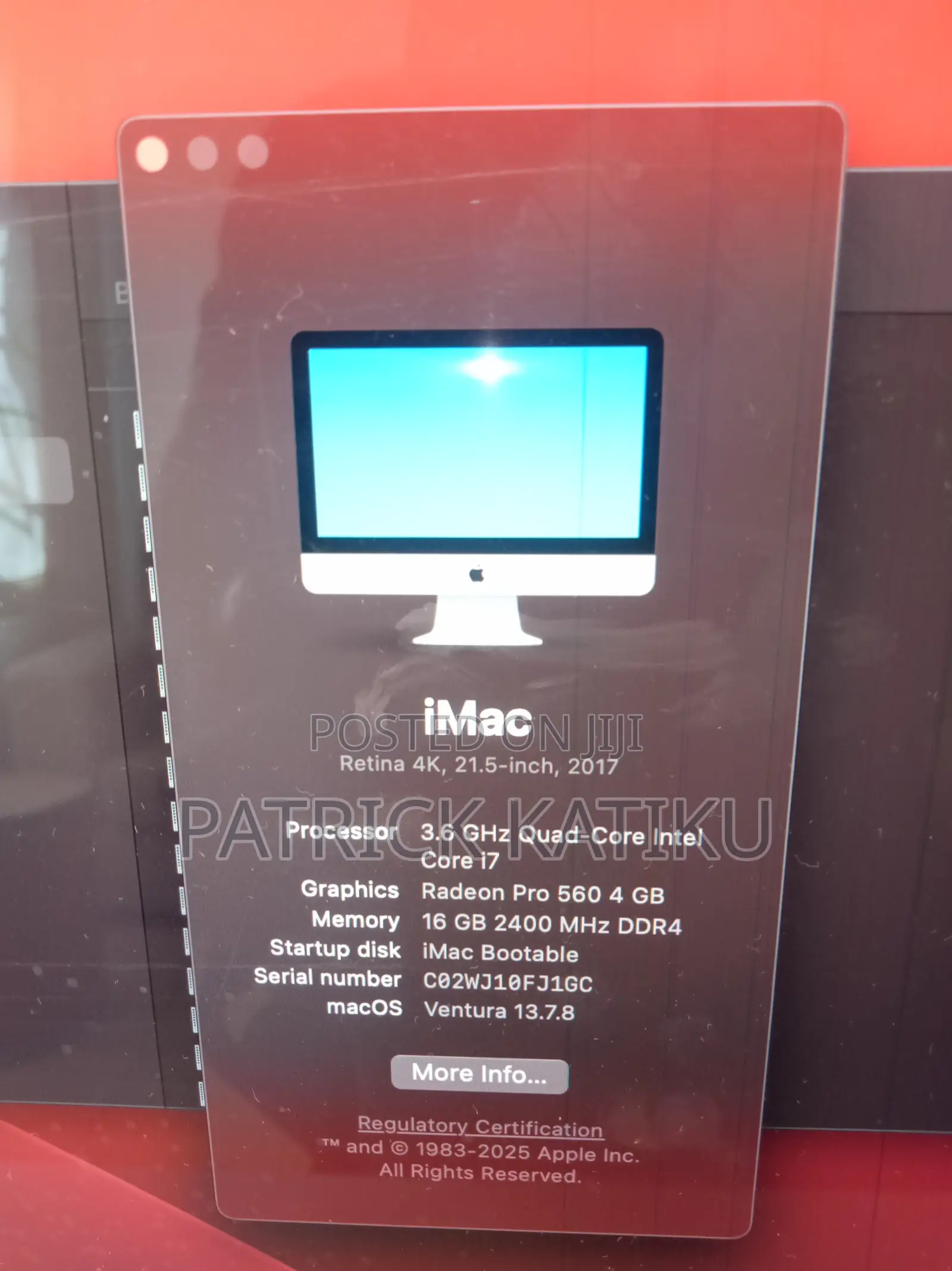 Desktop Computer Apple iMac Pro 16GB Intel Core i7 SSD 1T