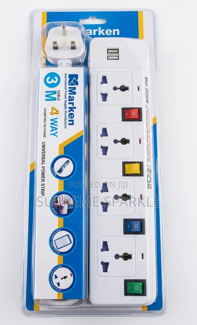 Marken 4-Way Universal Extension, 3-Meter Cable.