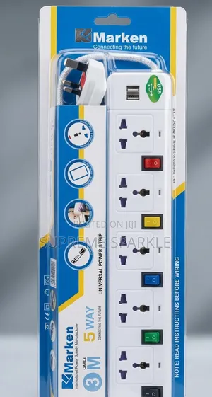 Marken 5-Way Universal Power Extension, 3-Meter Cable.