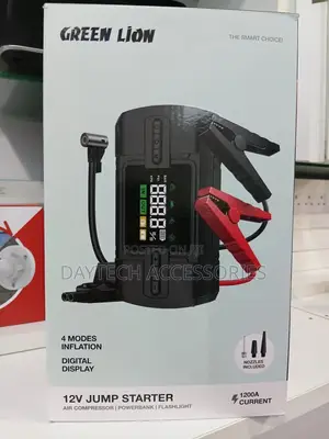 This Is a Green Lion 12v Jump Starter With a 12000mah Battery Capacity