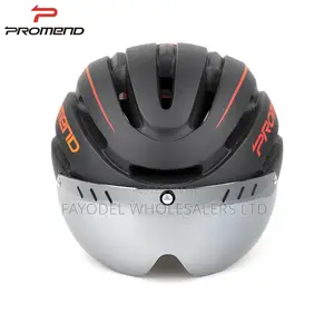 Promend Cycling Helmet With Rear Led Light Visor Goggles