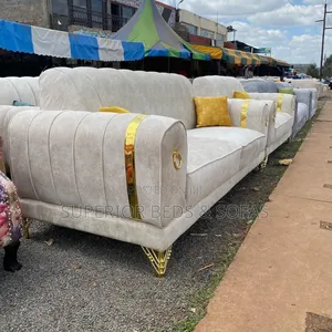 Cream Gold Accent Sofa 3-Seater