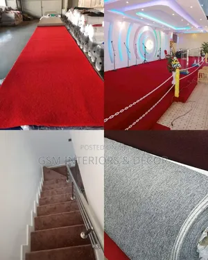 Wall to Wall Carpets in Red, Light Grey and Coffee Brown